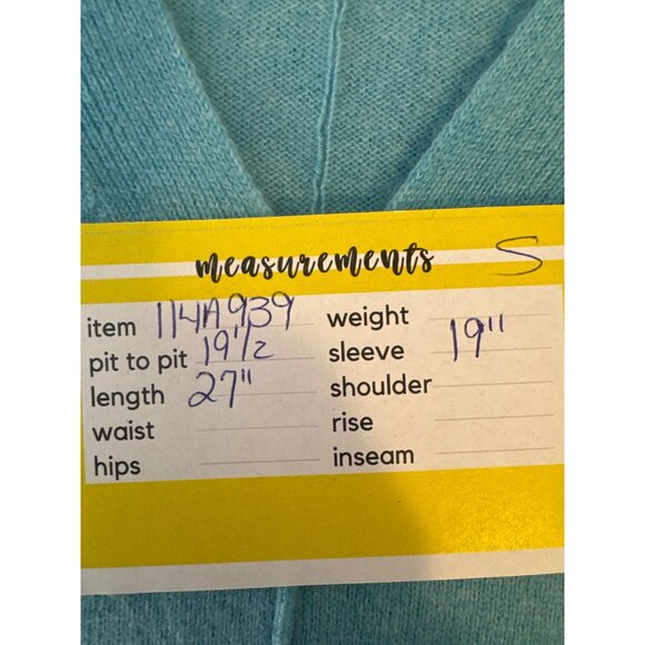 Talbots Small Light Aqua Blue Pure Cashmere V-Neck Long Sleeve Sweater - Picture 14 of 15